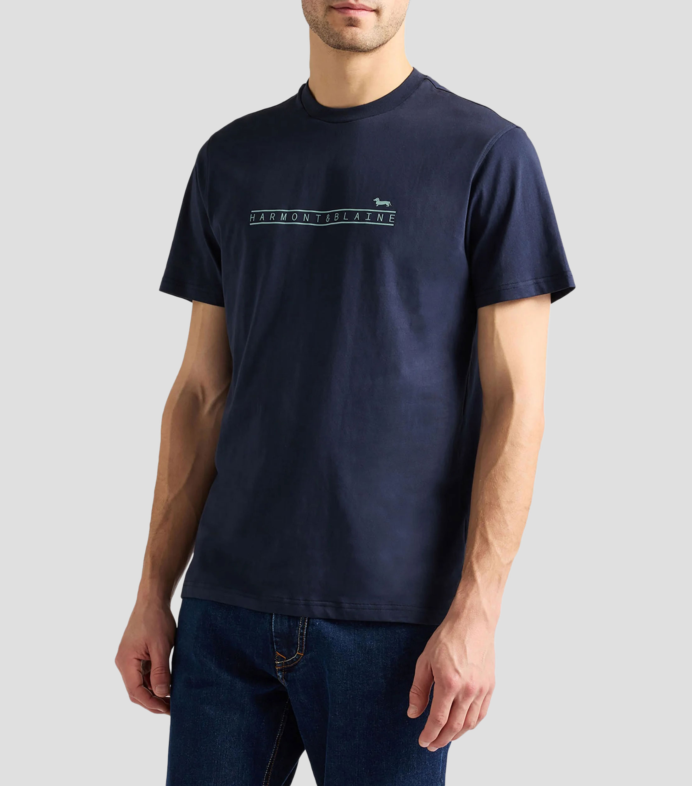 Playera cuello redondo manga corta estampada Hombre